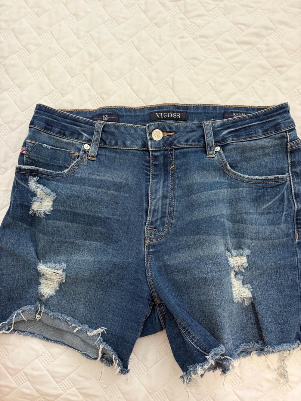 Vigoss Medium Wash Distressed Denim Cutoff Shorts
